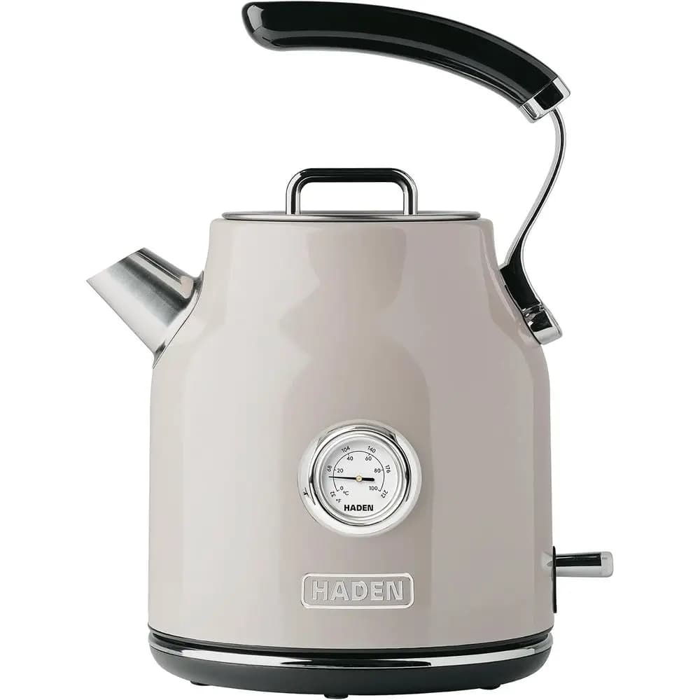 Det 1.7 Liter StainlSteel Electric Kettle, Hot Water Kettle with 360-Degree Base and Auto Shuto, Putty & Chrome