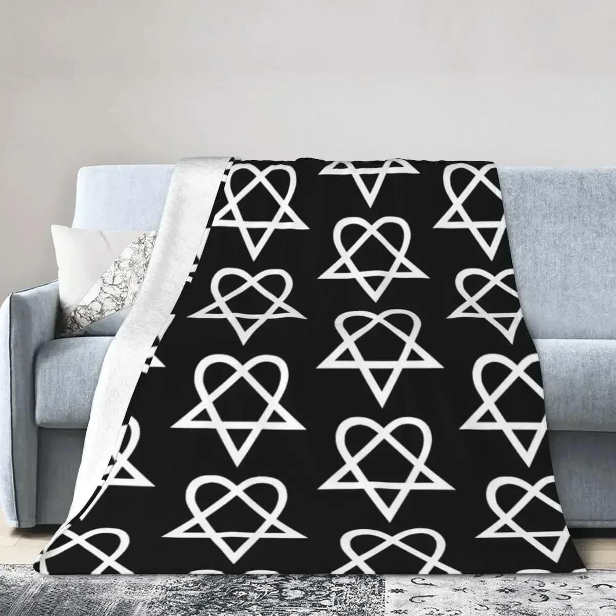 Heartagram-coperte bianche morbide e calde coperte di flanella per letto soggiorno Picnic viaggio casa divano