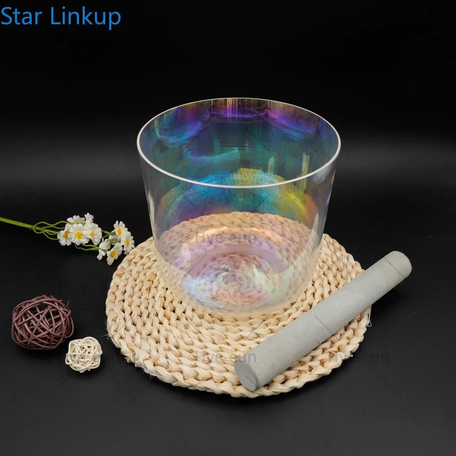 Star Linkup ABCDEFG note Natural Light Alchemy Clear Crystal Singing Bowl Chakra for Sound Healing with Mallets and O-rings