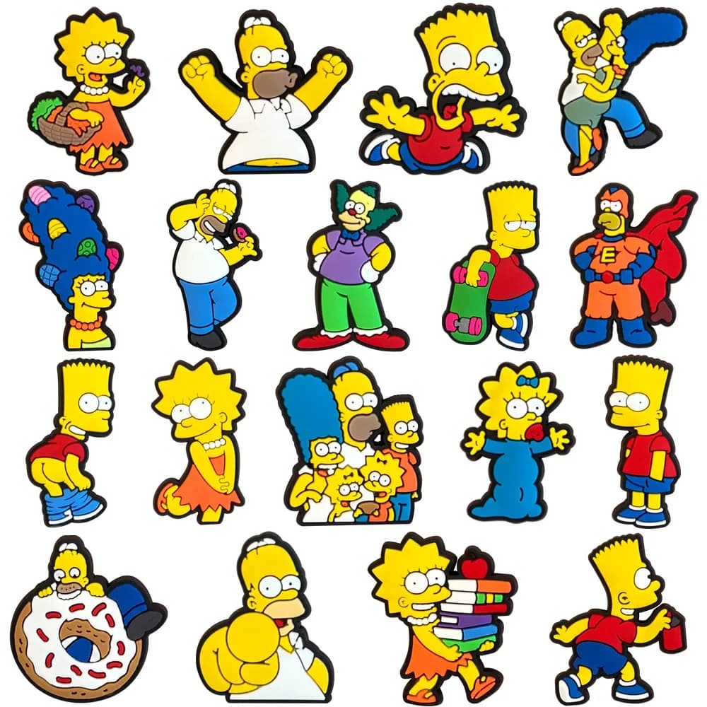 18 pz/set Simpson Pendenti E Ciondoli Decorazione Anime Carino Sandali Scarpe Accessori Distintivi IN PVC per Bambini Maschio e Femminile Gif