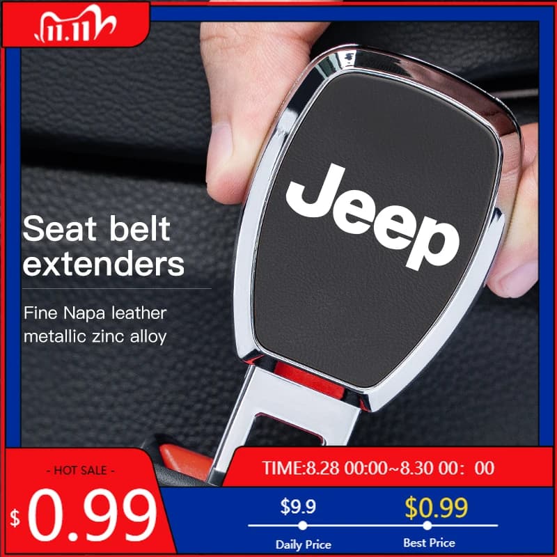 Portabicchieri Cintura di sicurezza per auto Estensore Spina Clip di blocco Fibbia Accessori per Jeep Grand Cherokee Wrangler JK Gladiator Compass Reneg