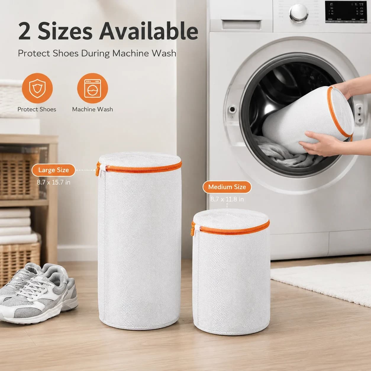 Honeycomb Mesh Shoe Washing Bag with Soft Brush, Anti-Deformation Laundry Bag for Sneakers, Thickened Protective Wash Bag