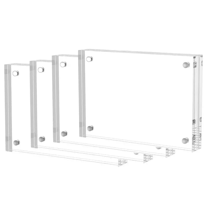 ABLK Double Side Magnets 4 Pack Acrylic Photo Frames 3.5X5 Clear Frames For 2X3, 3X5 Pictures