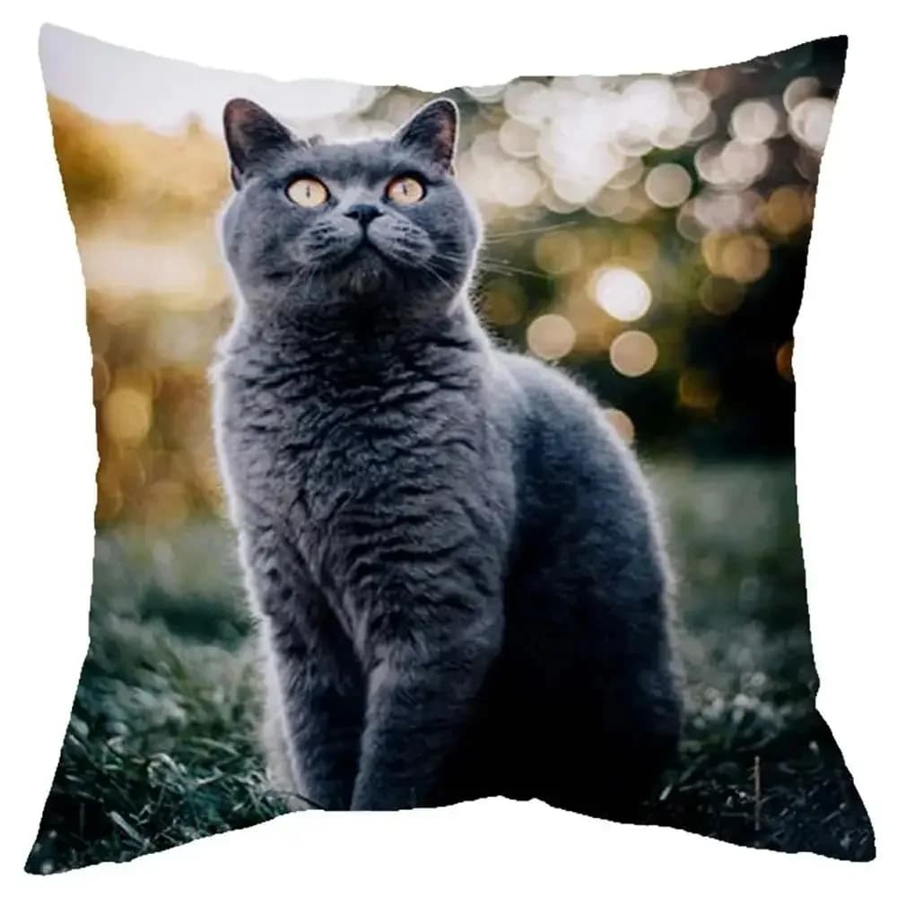Realistic Cute Cat Portrait Pillowcase 2D Flat Printed Peach Skin Cushion Cover Decorative Pet Sofa Decor for Living Room