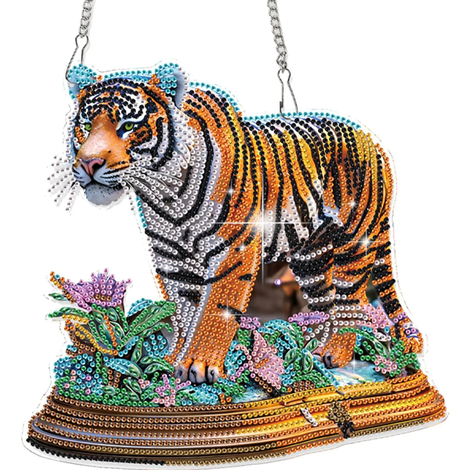 Set di Pittura Diamantata 2D Fai-da-Te con Pendente a Forma di Tigre, Decorazione per la Casa