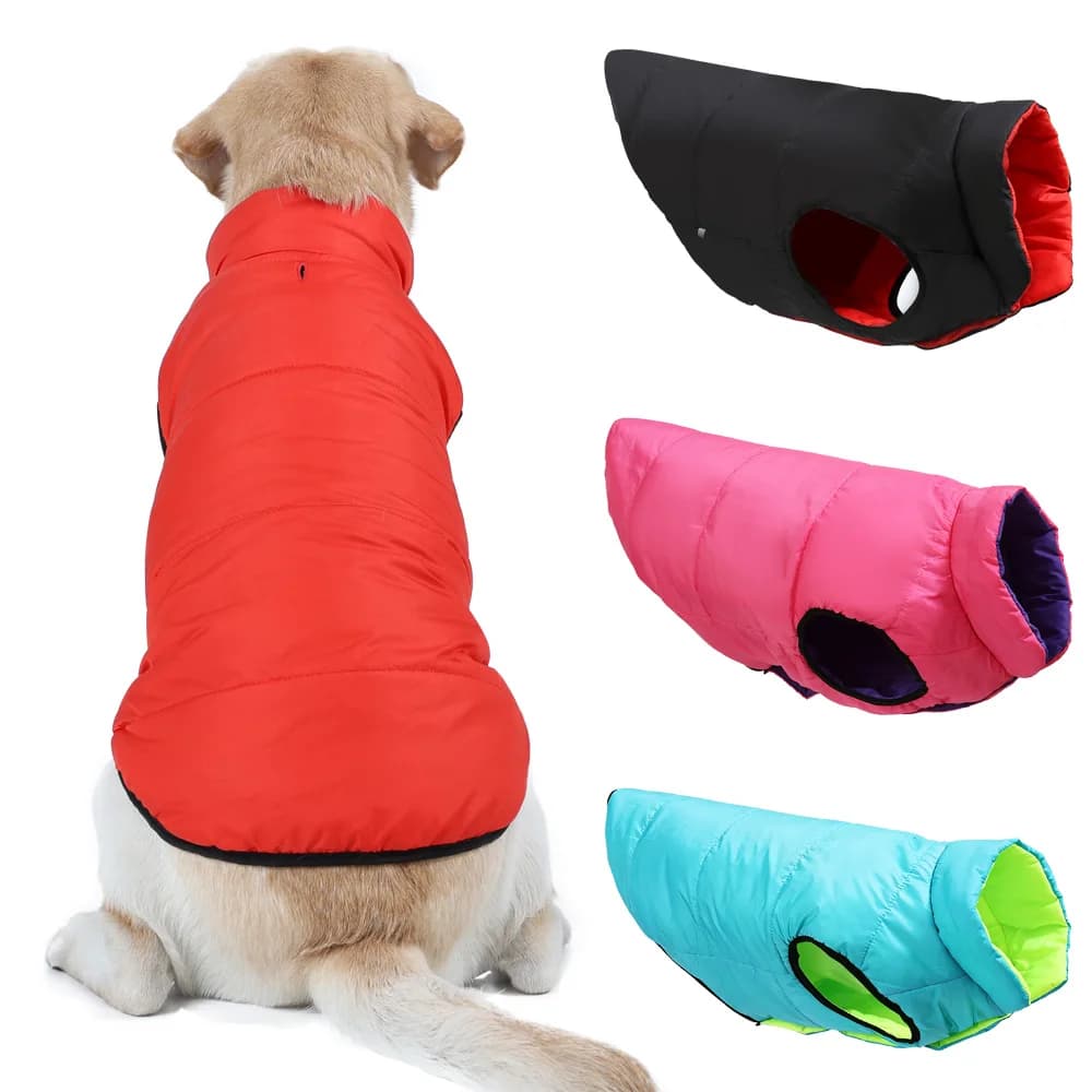 Reversible Big Dog Jacket Winter Warm Clothes For Small Large Dogs Cat Windproof Waterproof Pet Vest Coat Labrador Pug Clothing