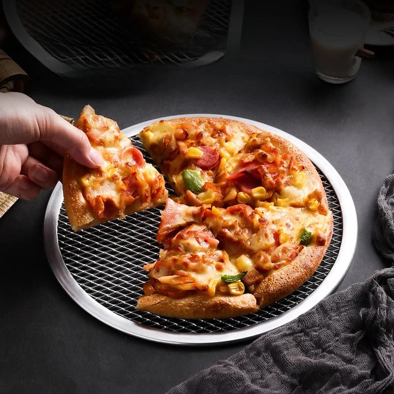 Thickened Pizza Tray, Aluminum Alloy Baking, Non Stick Baking Tray, Round Aluminum Commercial Baking Tool, Oven Mesh Tray