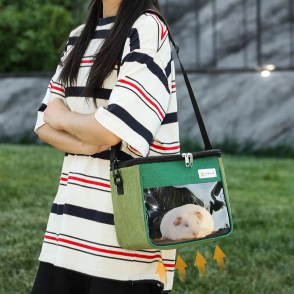 Borsa portatile per piccoli animali domestici Trasportatore per criceti Trasportatore per conigli traspirante da viaggio per porcellini d'India Pigami Scoiattolo Forniture