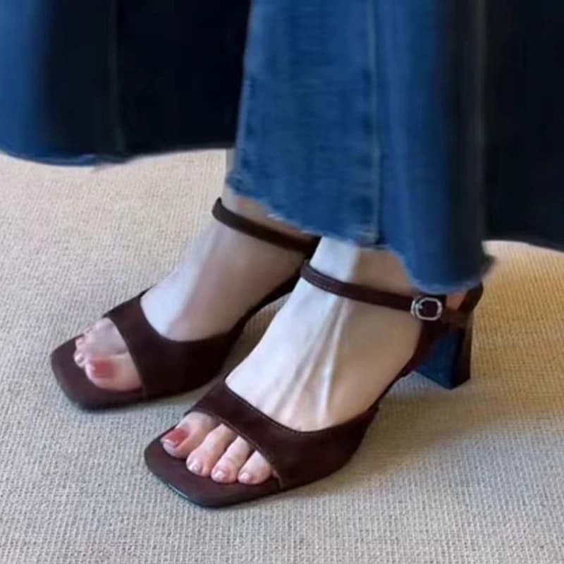 High Heels Women's Sandals Chunky Shoes Fashion Slippers Summer Elegant Open Toe Shoes 2026 Trend Walking Casual Slides Mujer