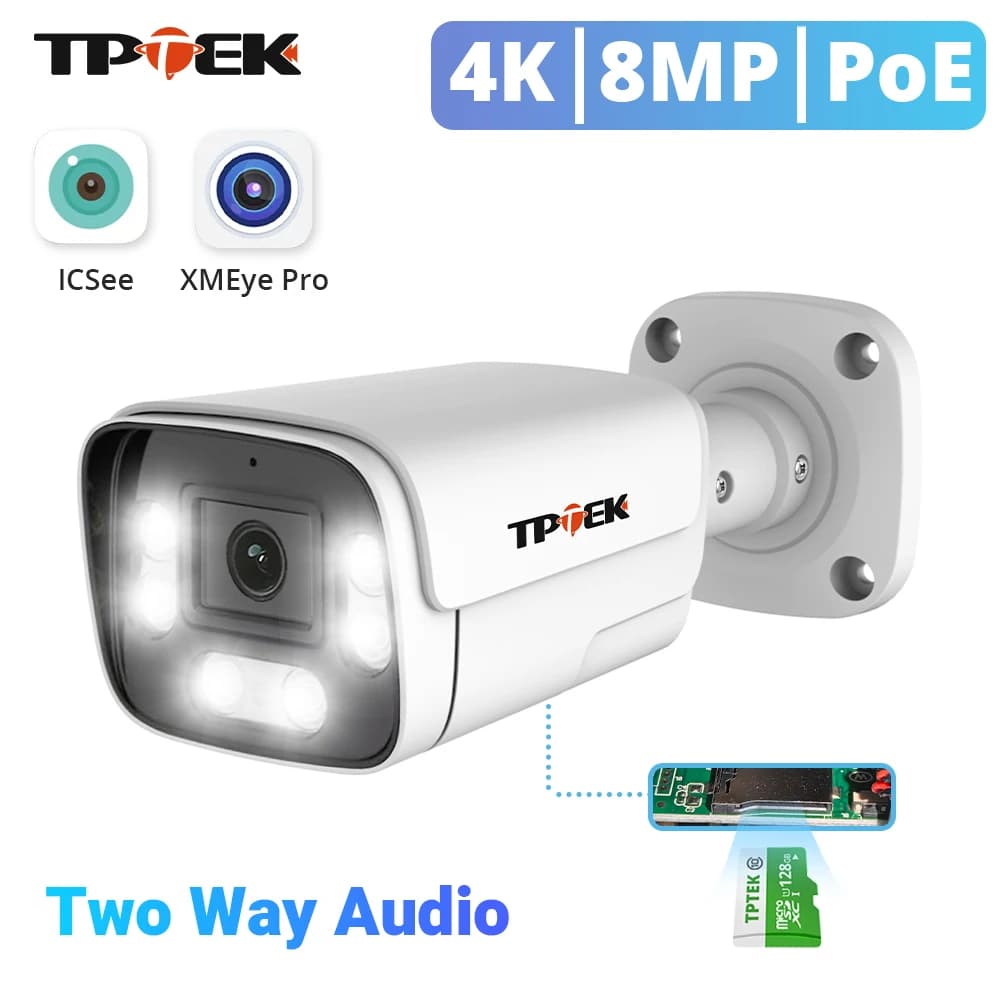 Telecamera IP di videosorveglianza PoE 4K 8MP 5MP supporto Audio bidirezionale TF Card Security IP66 telecamera esterna sistema NVR iCSee XMEye