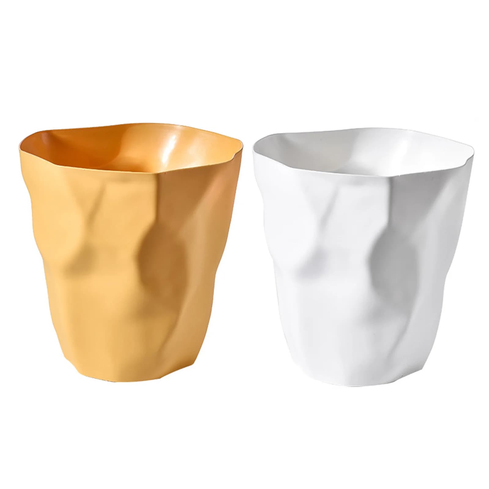 Cestino per Rifiuti Piccolo in Plastica, Design Unico Irregolare con Pieghe, Moderno Contenitore Aperto per Bagno, Ufficio, Camera da Letto, Cucina