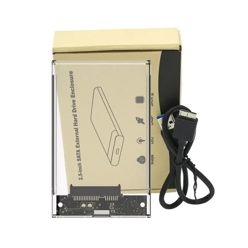 Alloggiamento per disco rigido esterno, 2,5 pollici, HDD SSD, SATA a USB 3.1 tipo C, 4 TB, trasparente, compatibile UASP SATA III, laptop