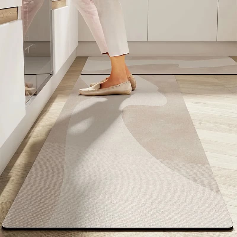 Wabi Sabi Diatom Mud Kitchen Mat Water Absorbent Non Slip Thick Wipe Clean Easy Care Stain Resistant No Wash Bathroom Rug Runner