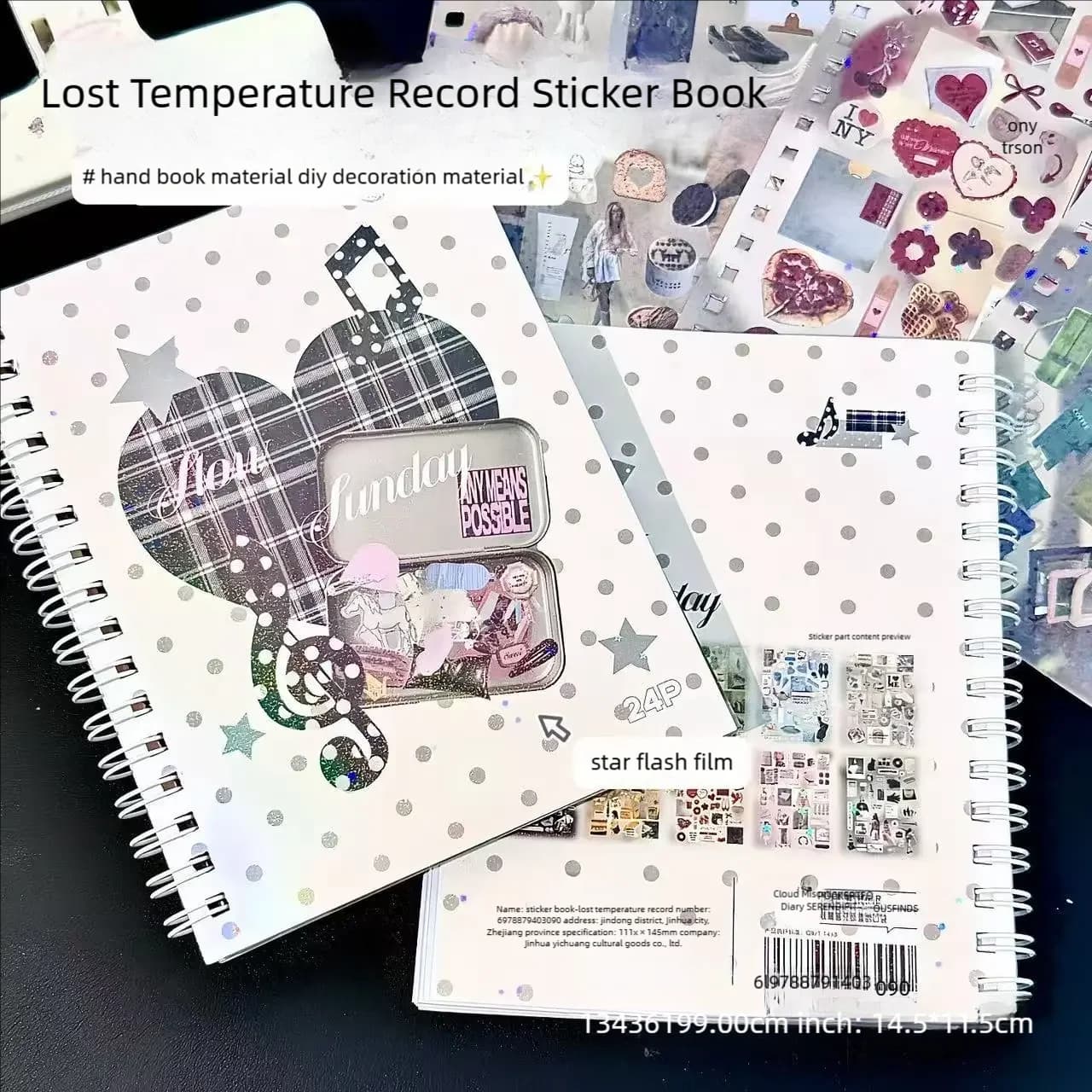 Nuovo Album di Adesivi a Tema Ipotermia, Pellicola per Taglio Bordi, Stile Ins, Materiale Decorativo Fai da Te per Scrapbooking con Effetto Laser di Alta Qualità