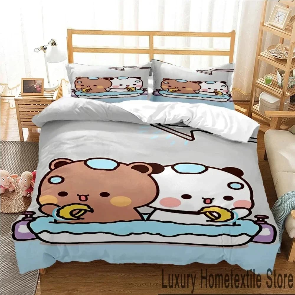 3D Print Bubu Dudu Cartoon Bear Panda Bedding Set Twin Queen King Size Duvet Cover Sety Pillowcase Bed For Boys And Girls