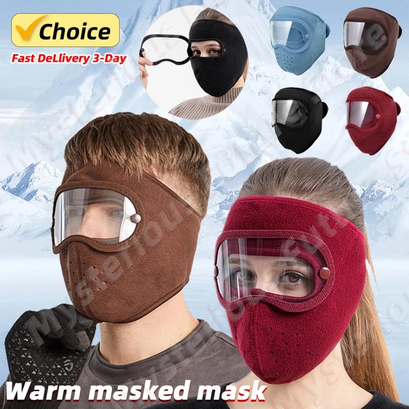 Nuova maschera calda antivento per il viso berretto invernale maschere traspiranti da sci cuffie con visiera in pile con occhiali HD berretto da ciclismo antiappannamento Unisex