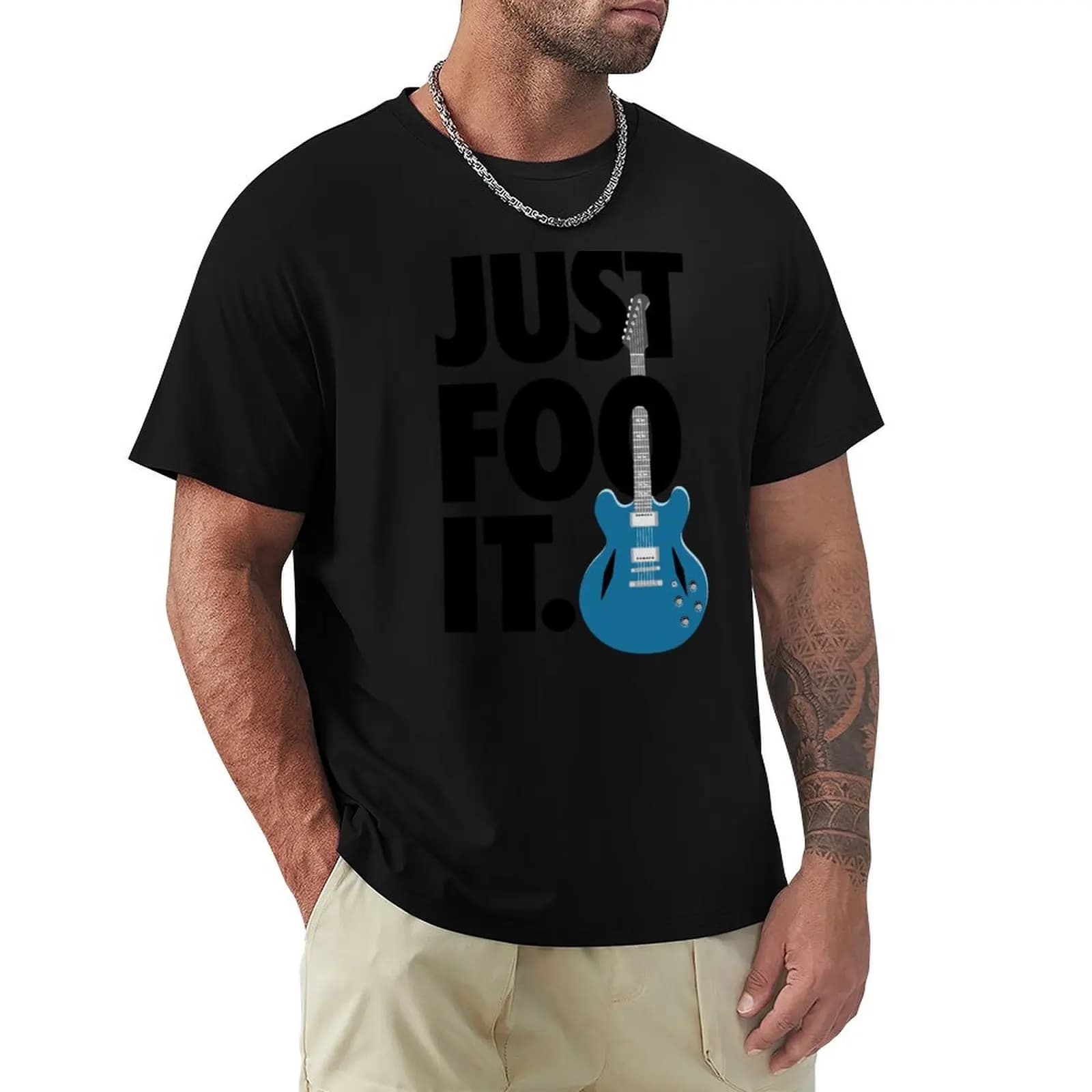 Just Foo It: T-shirt con disegno di chitarra elettrica blu per i fan dei Foos, T-shirt con motivo alla moda per uomo