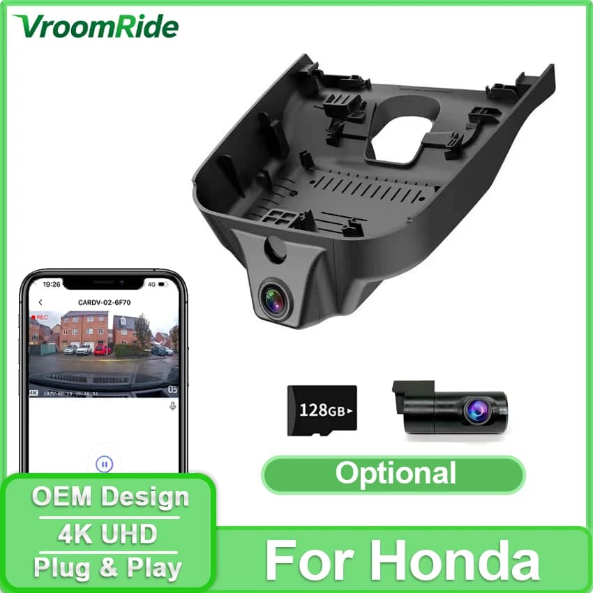 Videoregistratore con Visione Notturna 4K UHD Plug and Play, Dash Cam per Auto Honda Vezel HR-V HRV NS1 NP1 Ny1 NS1 NP1 NY1 2023-2025