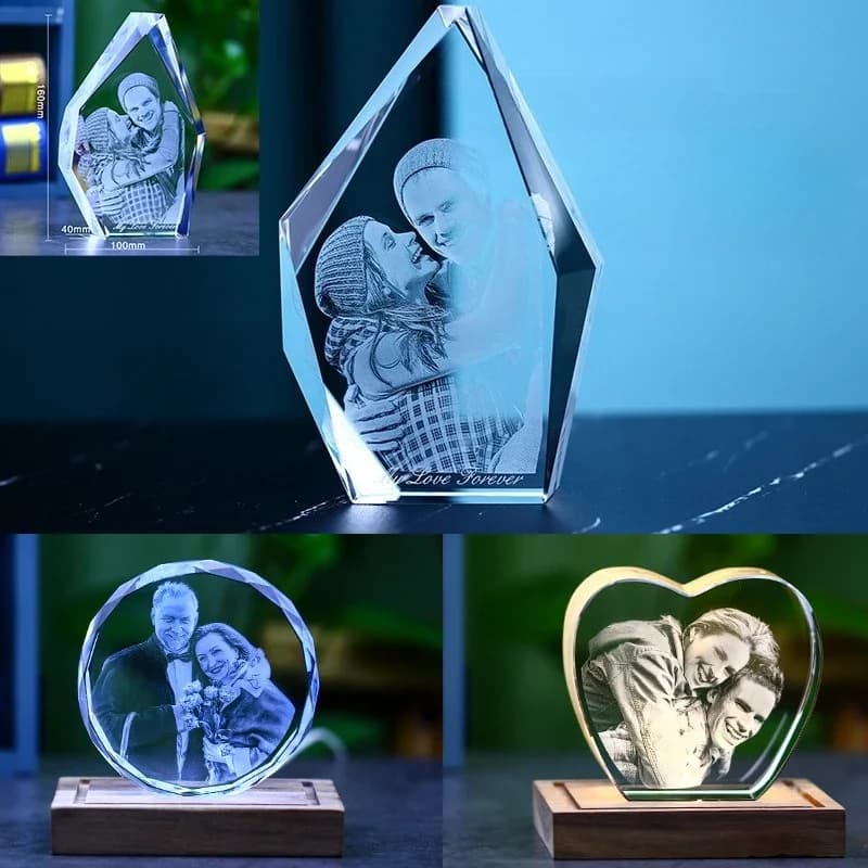 DMH-Custom Photo Candle Holder Glass Crystal Laser Engraving 3D Figure Photo Pet Photos Personalized Printing Eternity Souvenir