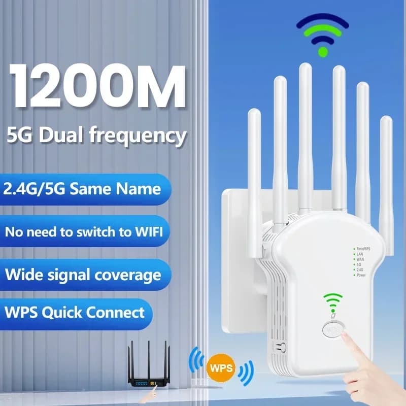 NUOVO 1200Mbps Wireless WiFi Ripetitore Ripetitore di Segnale WiFi Dual-Band 2.4G 5G WiFi Extender Antenna Amplificatore di Rete WPS Router