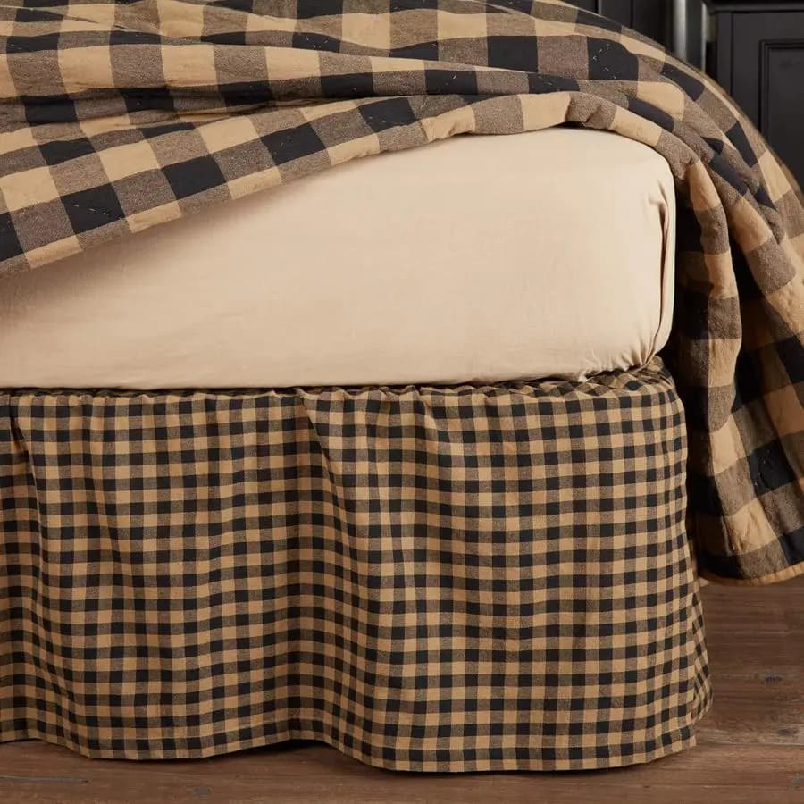 Copriletto a quadri 39x76x16, design rustico country, singolo, nero e marrone chiaro