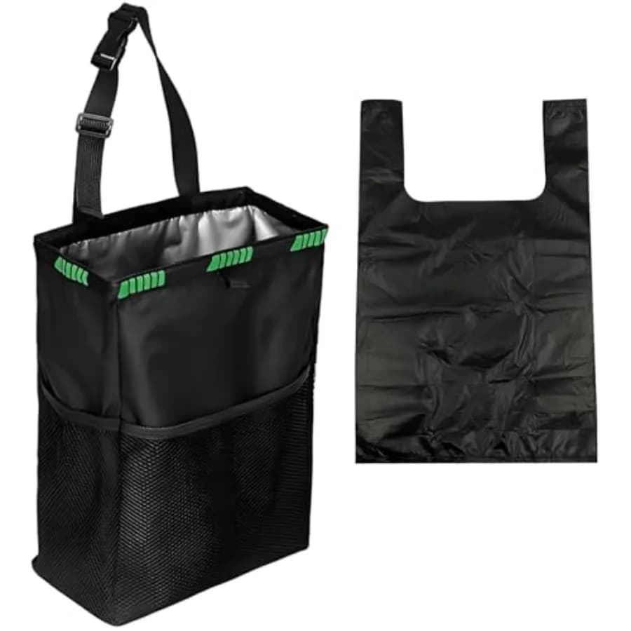 3.5 Gallon 2-in-1 Collapsible Car Storage Bag and Trash Can with 20 Garbage Bags Large Capacity Leakproof Automotive Bin Multi-