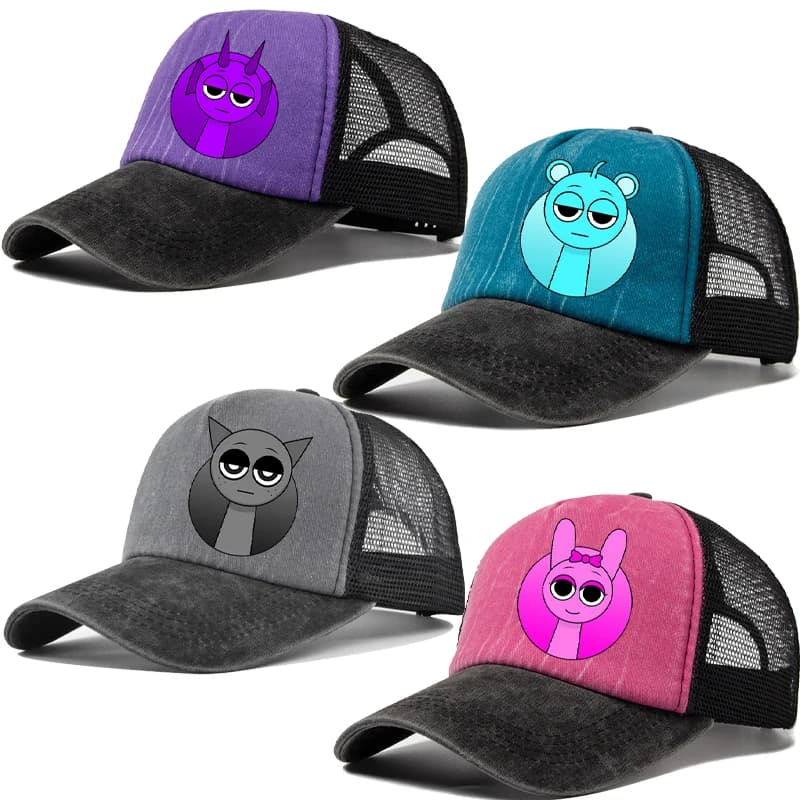 Cappellino da Baseball Traspirante Sprunki per Uomo e Donna, Cappelli Estivi alla Moda con Motivi Anime e Cartoni Animati, Regali