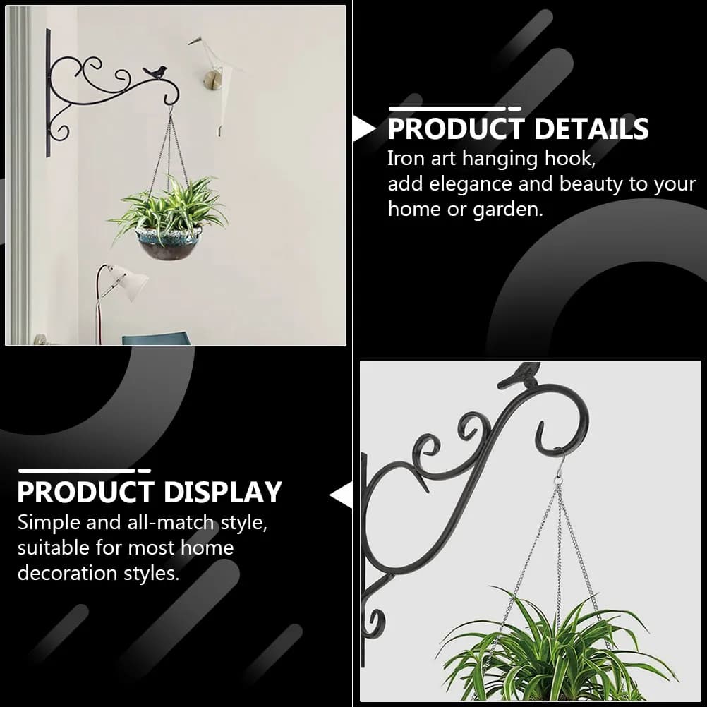1Pcs Wall Mounted Hanging Plant Bracket Iron Art Rack Flower Pot Holder Home Garden Decor for Lanterns Planters Ornaments