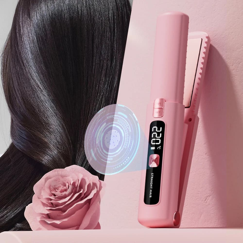 Professional Wireless Hair Straightener​​ ​​Ceramic Plates​​ ​​Rechargeable​​ ​​Mini Styling Iron​​ Fast Heating​​