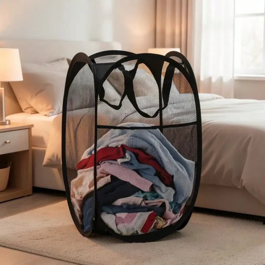 YITAPE Foldable Mesh Laundry Basket, Large Space-Saving Storage Bin, Perfect Mother’s Day & Housewarming Home Gift