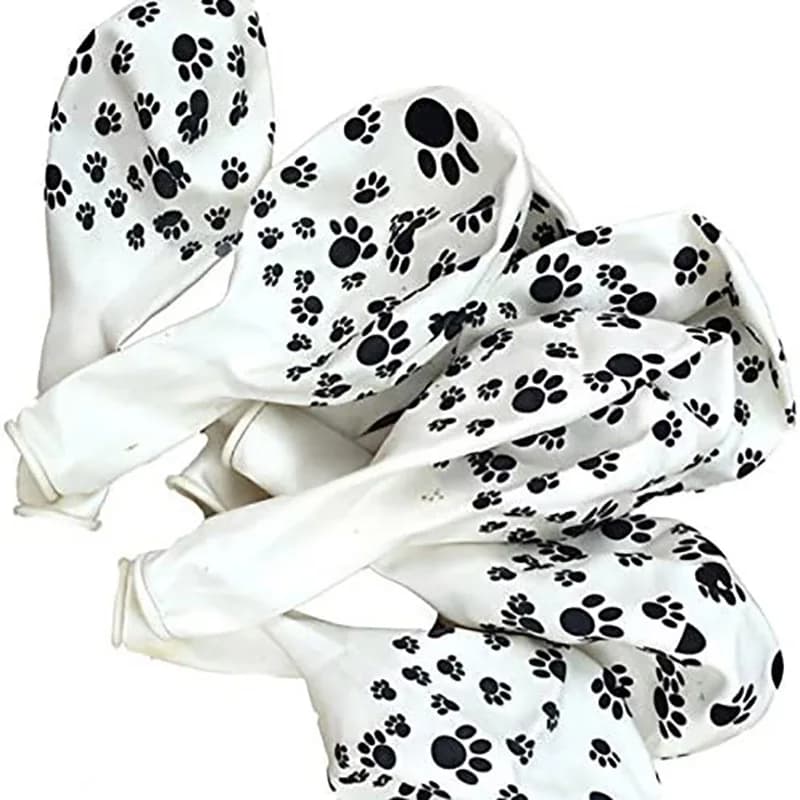 20 pezzi di palloncini in lattice per cani animali compleanno per cani bambini baby shower palloncino decorazione giocattoli forniture per stampa zampa di cane bianco nero