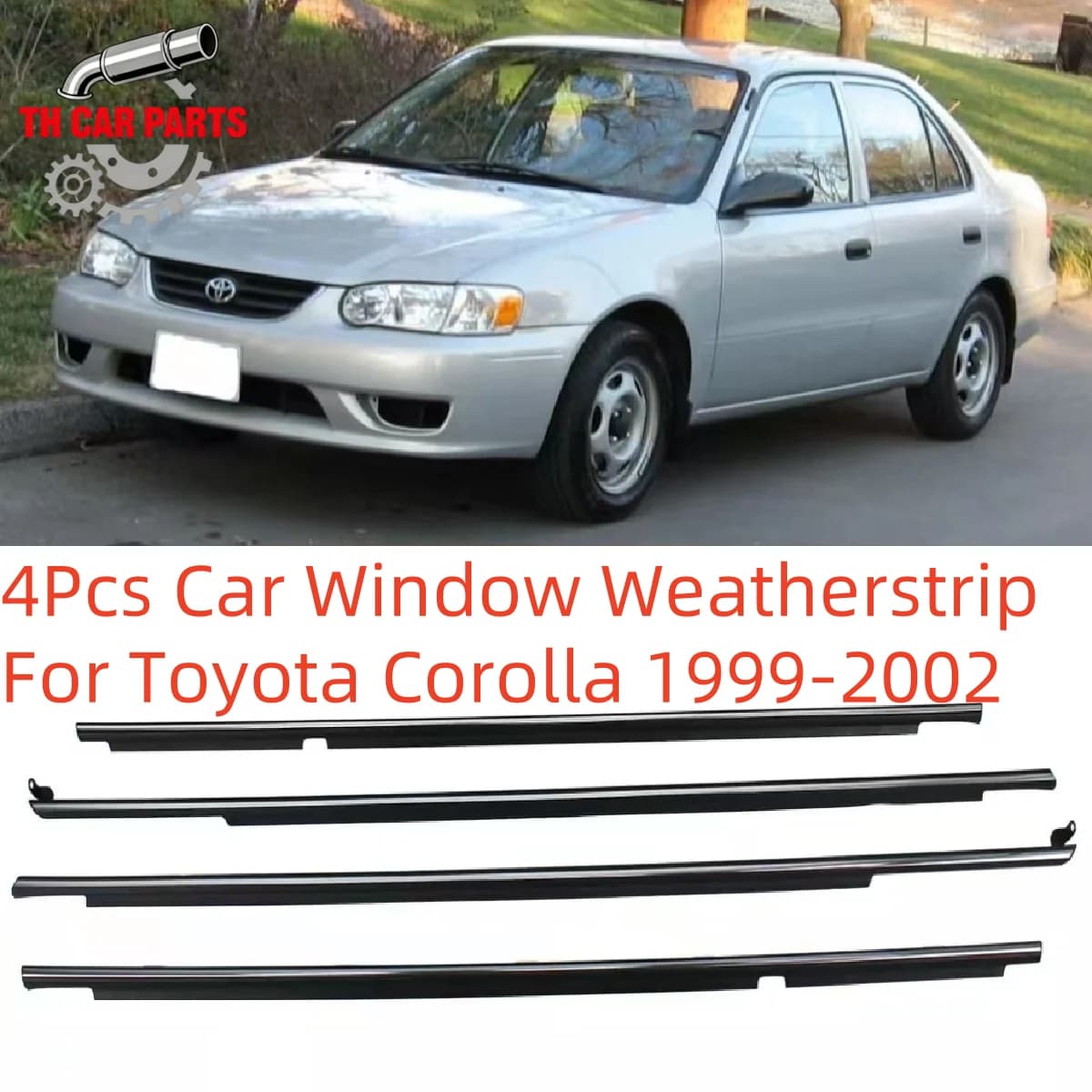 4Pcs Car Window Weatherstrip For Toyota Corolla 1999-2002 Car Weatherstrip Window Moulding Trim