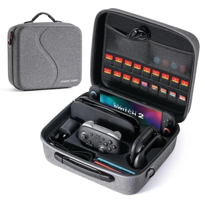 Custodia da trasporto per Nintendo Switch 2 (2025) Custodia da viaggio rigida grande tutto in uno con slot per carte da gioco, borsa protettiva portatile