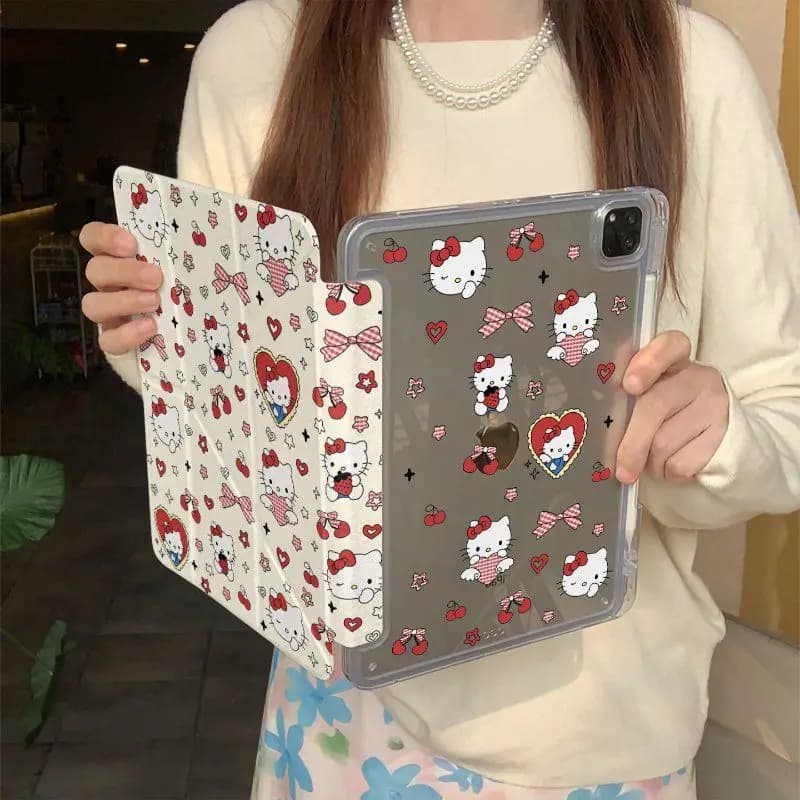 9styles Hello Kitty Tablet Case Suitable for Apple IPad A16 Tablet Case Air8/7 Protective Case 3+Y with Pen Slot Mini7 Cute Toys