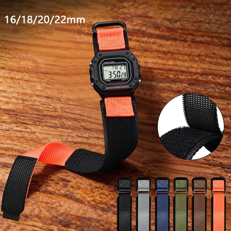 Hook and Loop Strap 16mm 18mm 20mm 22mm Universal Weave Outdoor Sport Watch Band Men Women Waterproof Nylon Watchband Bracelet