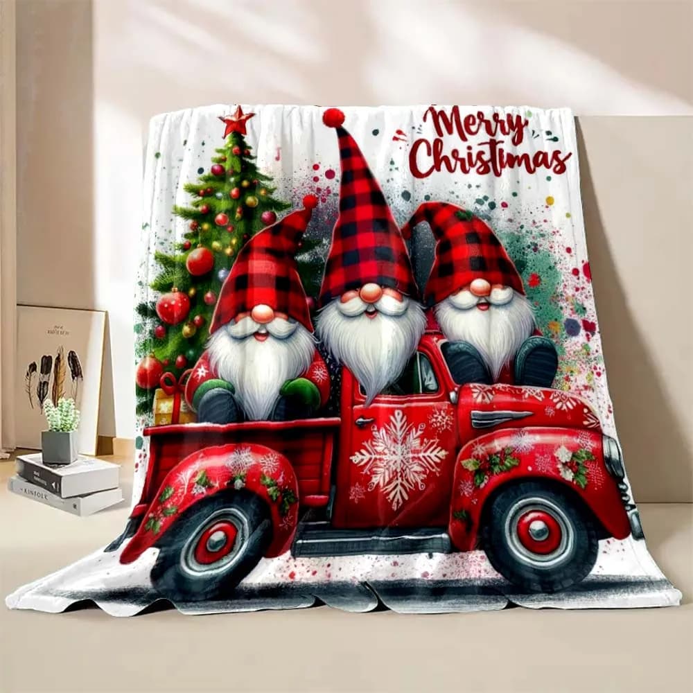 6 taglie Gnome coperta stampata natalizia calda morbida e confortevole coperta da viaggio per la casa copriletto per divano coperta regali di festa