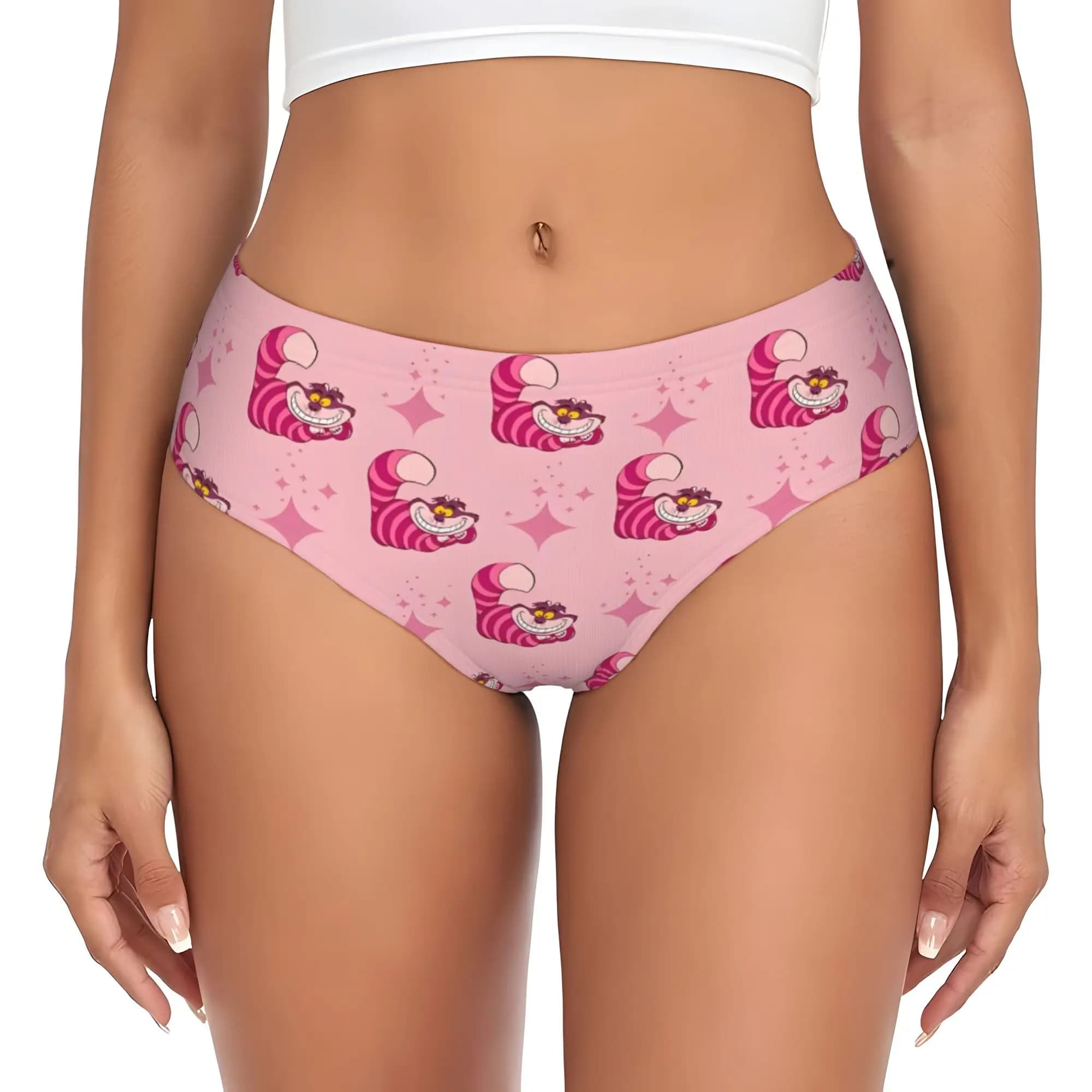 Custom Womens C-Cheshire Anime Cat Panties Stretch Briefs Underwear