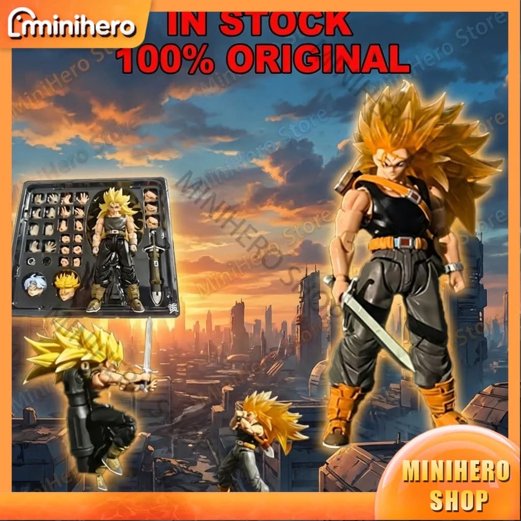 100% Originale SSS Studio Dragon DBZ S.H.Figuarts SHF Son Trunks SSJ3 Super Saiyan 3 Action Figure Anime da Collezione Giocattolo Regalo