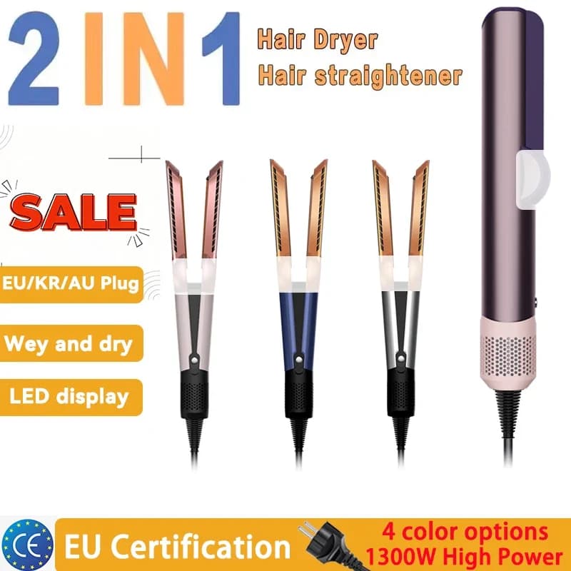 Plate and Hair dryer 2-in-1 Airstrait - Straight Ion Plate for Styling Fast and Durable at Home