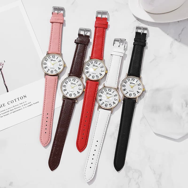 Nuovo Orologio da Polso Geneva con Quadrante a Conchiglia, Grande Display Digitale, Casual Elegante, Orologio al Quarzo da Donna, Reloj Mujer