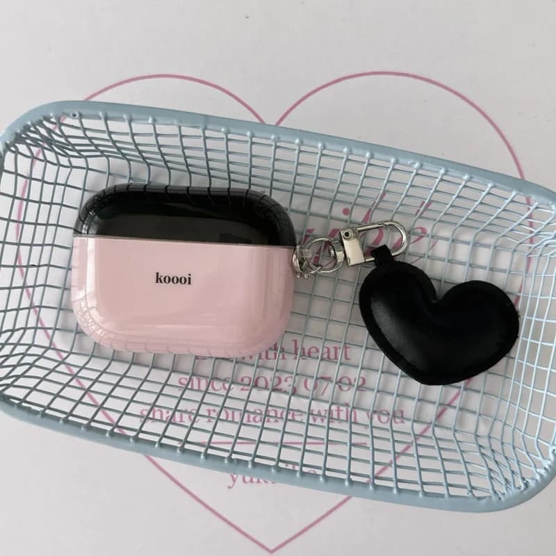 Simple black-pink Ins style earphone case with pendant for Apple Airpods 1 Airpods 2, Pro/pro2 Airpods 3 Airpods 4 New