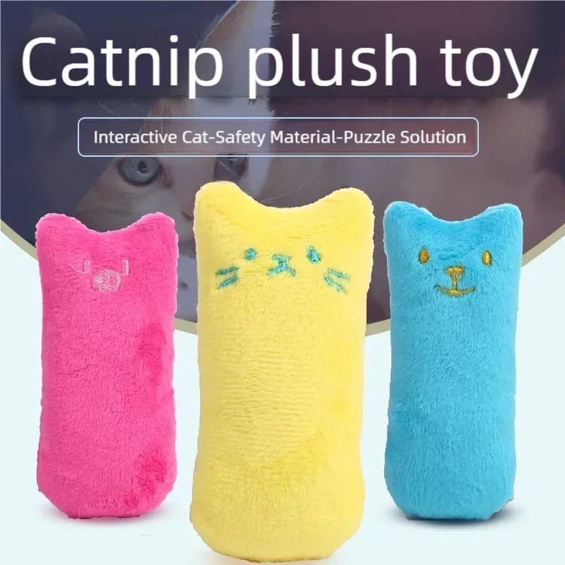 Giocattolo Interattivo in Peluche con Erba Gatta per Gatti, Divertente Giocattolo Sonoro da Masticare per Gattini, Giocattolo per Animali Domestici a Forma di Dito per la Pulizia dei Denti e la Masticazione