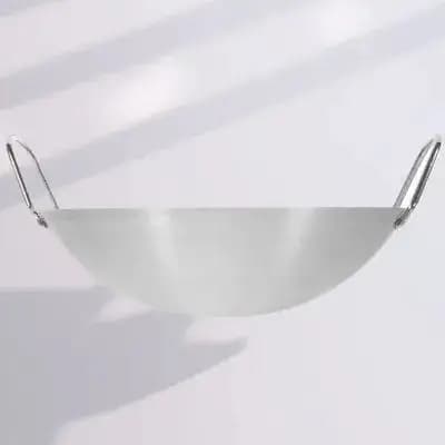 High-Grade Stainless Steel Wok Double Handle Round Bottom Gas Stove Cooking Pot Non-Stick Frying Pan Kitchen Accessory Home Use