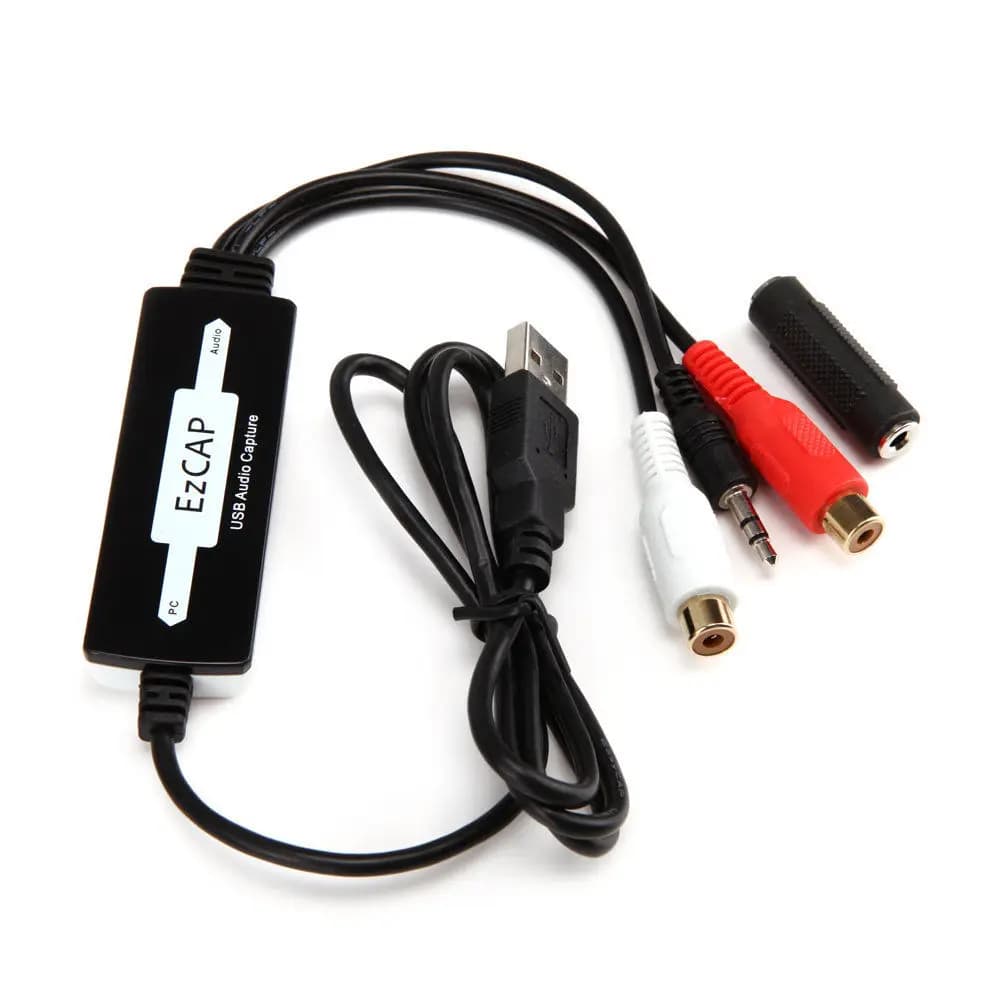 EZCAP 216 USB Audio Capture Grabber Card Convertitore da cassetta a CD/MP3 Registratore WMA WAVE Modifica audio a audio digitale da 3,5 mm RCA RL