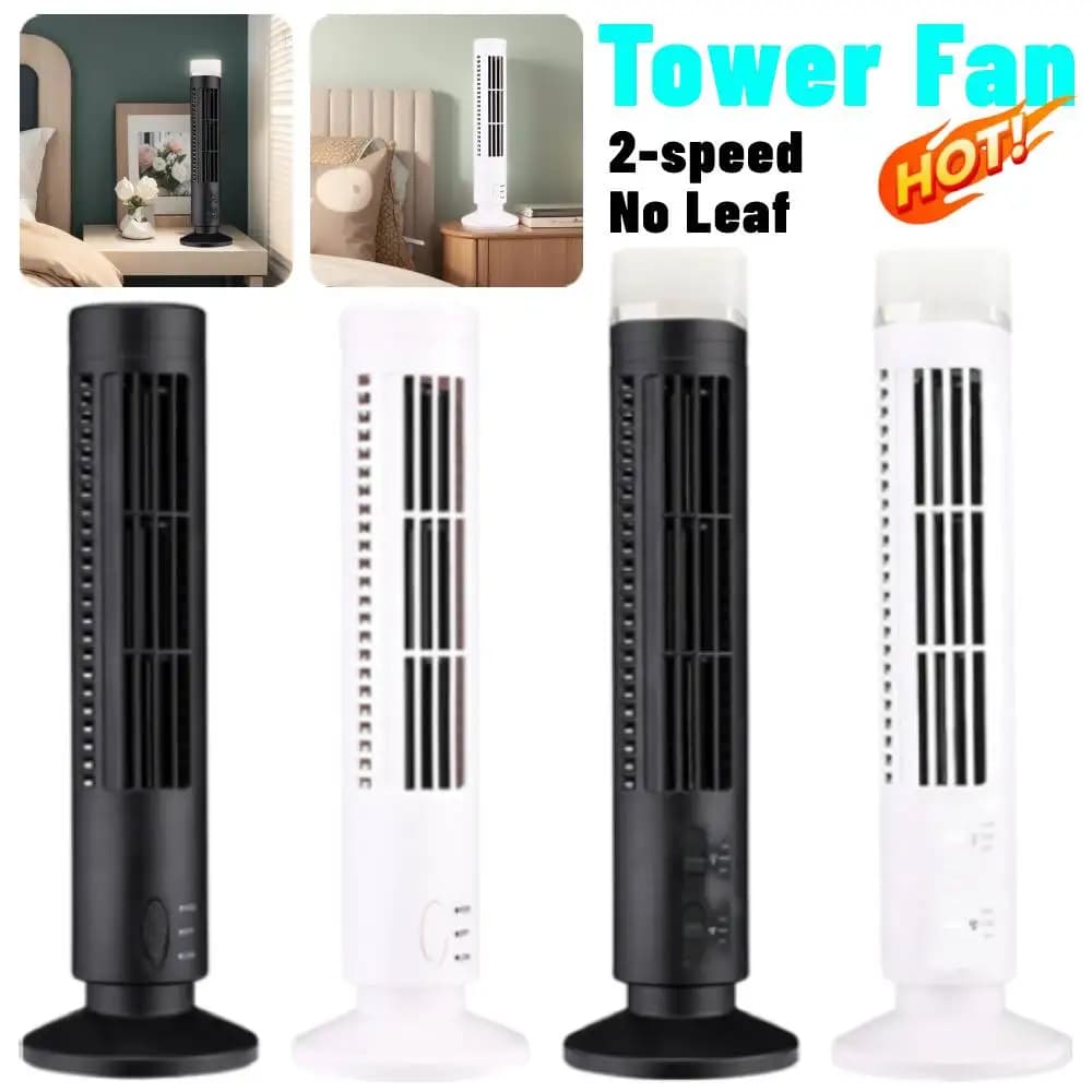 Ventilatore a torre da tavolo senza lama Ventilatore elettrico portatile Dispositivo di raffreddamento dell'aria Condizionatore d'aria di raffreddamento a 2 velocità del vento Ventilatore in piedi per l'home office
