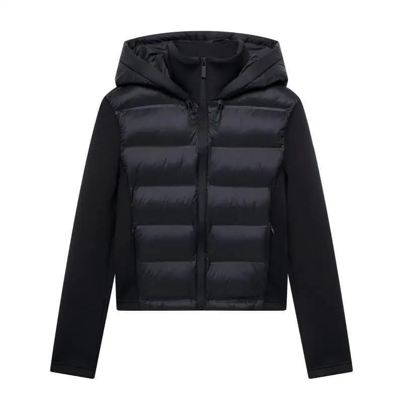 Giacca calda alla moda stile cerniera a maniche lunghe con cappuccio casual e versatile con clip in cotone, nuovo stile invernale 2025 da donna
