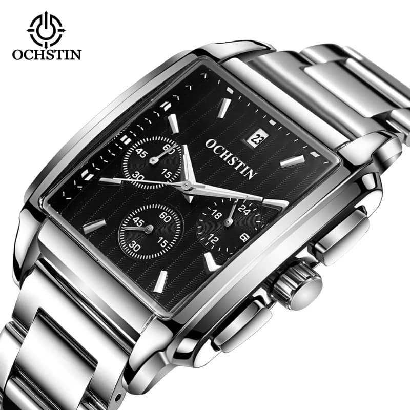 OCHSTIN Hot Sale Men's Steel Strap Watch Business Calendar Quartz Waterproof Men's Watch Square Watch