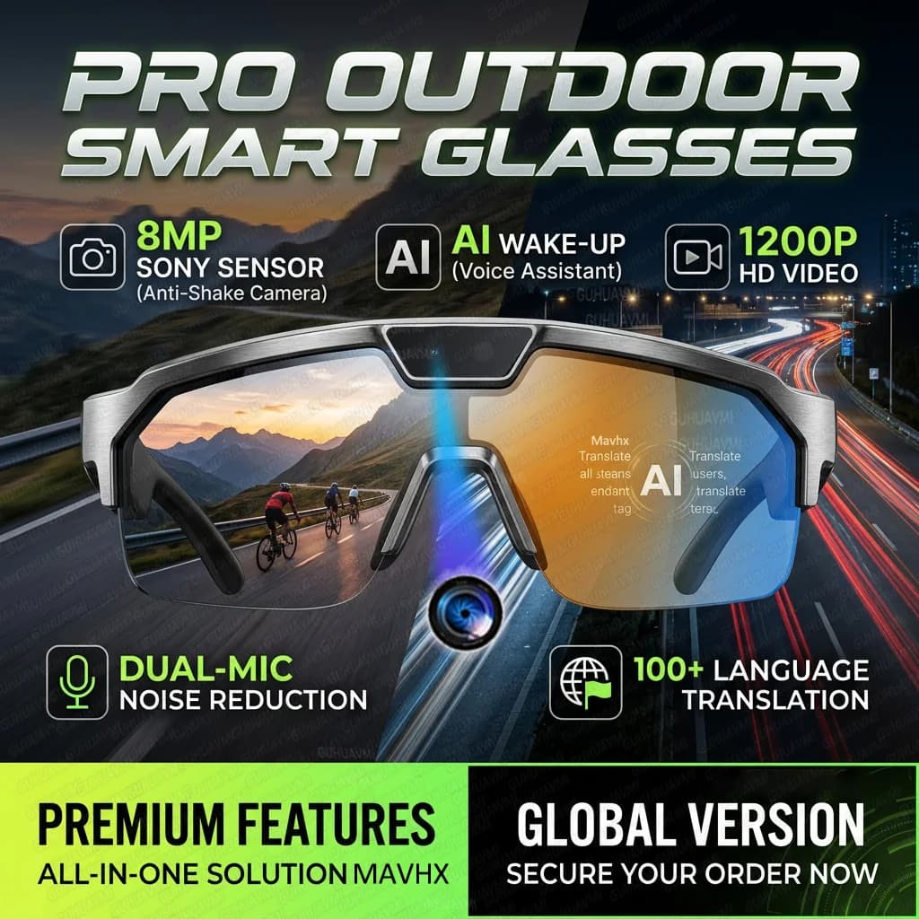 New Smart 2026 Glasses with AI Translation, 800W Camera, 1200P Video, Bluetooth 5.3, WiFi, Hands-free Calls, Sunglasses for Business Travel