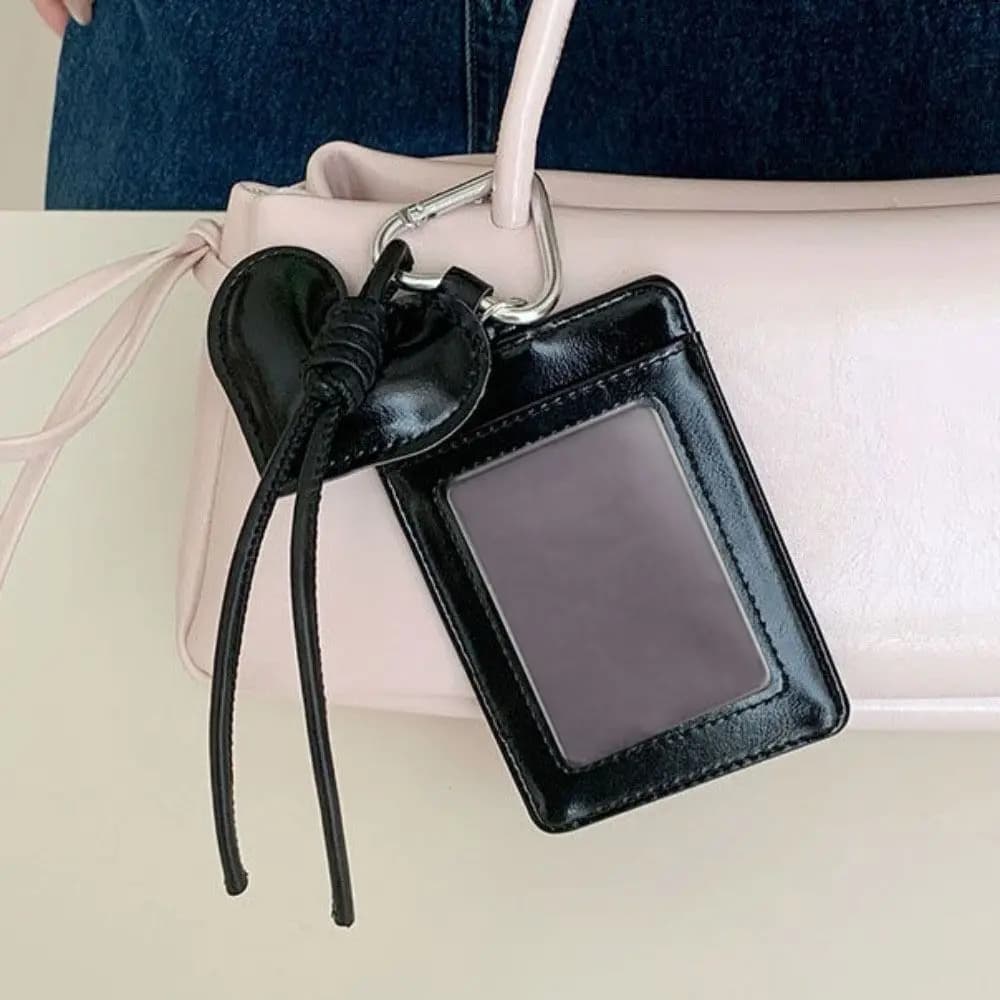 Portable Short Card Holder Love Heart Multifunction Hangging Card Bag Bag Pendant PU Leather Multi-card Wallet Male/Famale