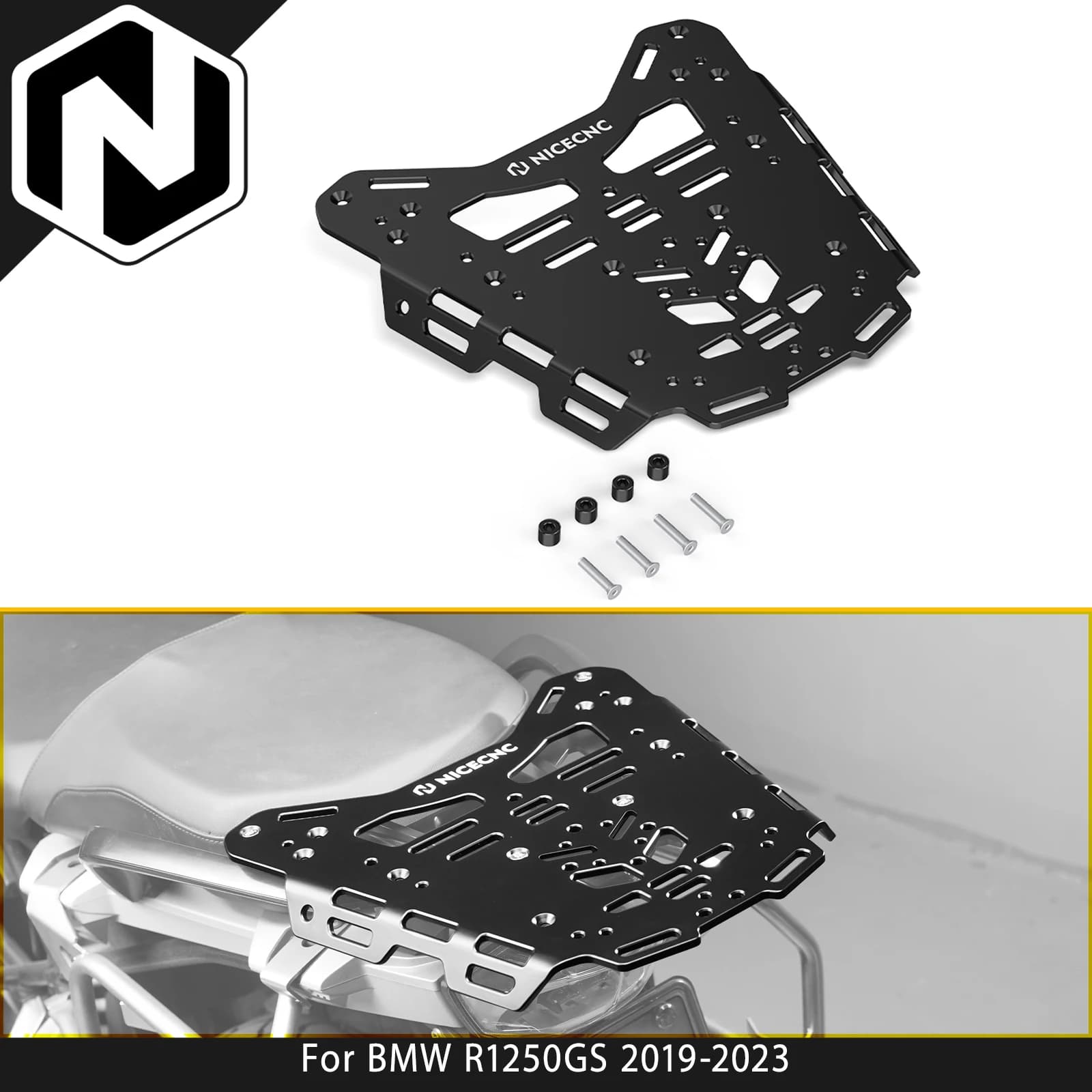 Kit Portapacchi Posteriore Potenziato per Moto BMW R1250GS 2019-2023 e BMW R1200GS 2012-2018, Ricambio 46548536955